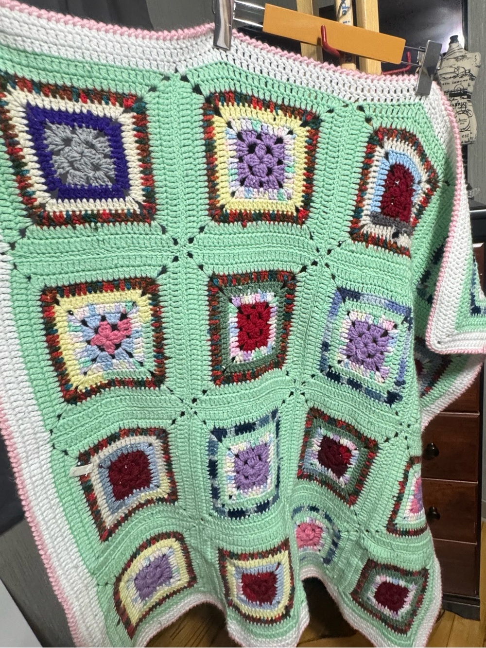 Handmade Crochet Granny Square Throw Blanket 38" x 38"